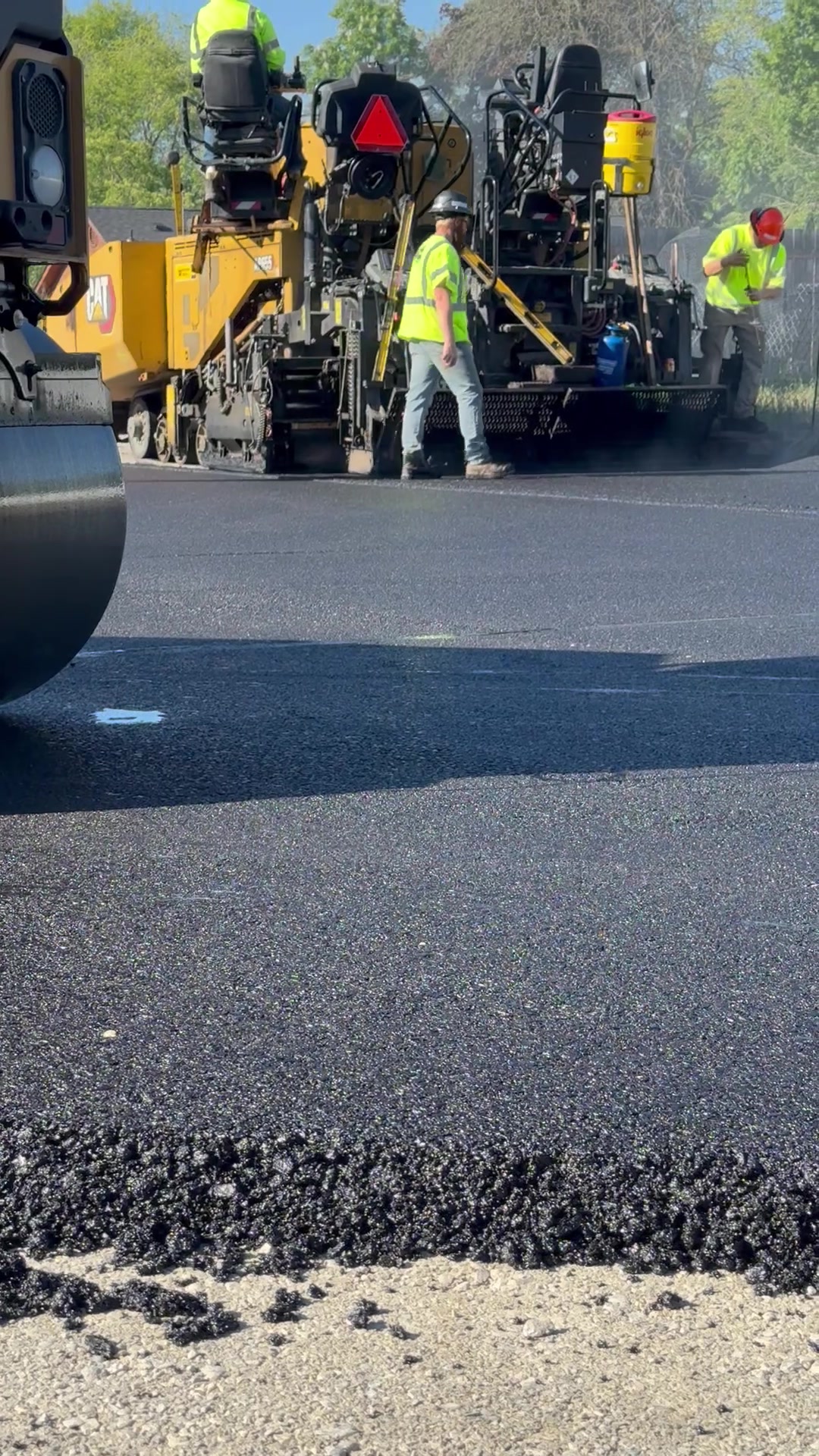 Fresh asphalt paving