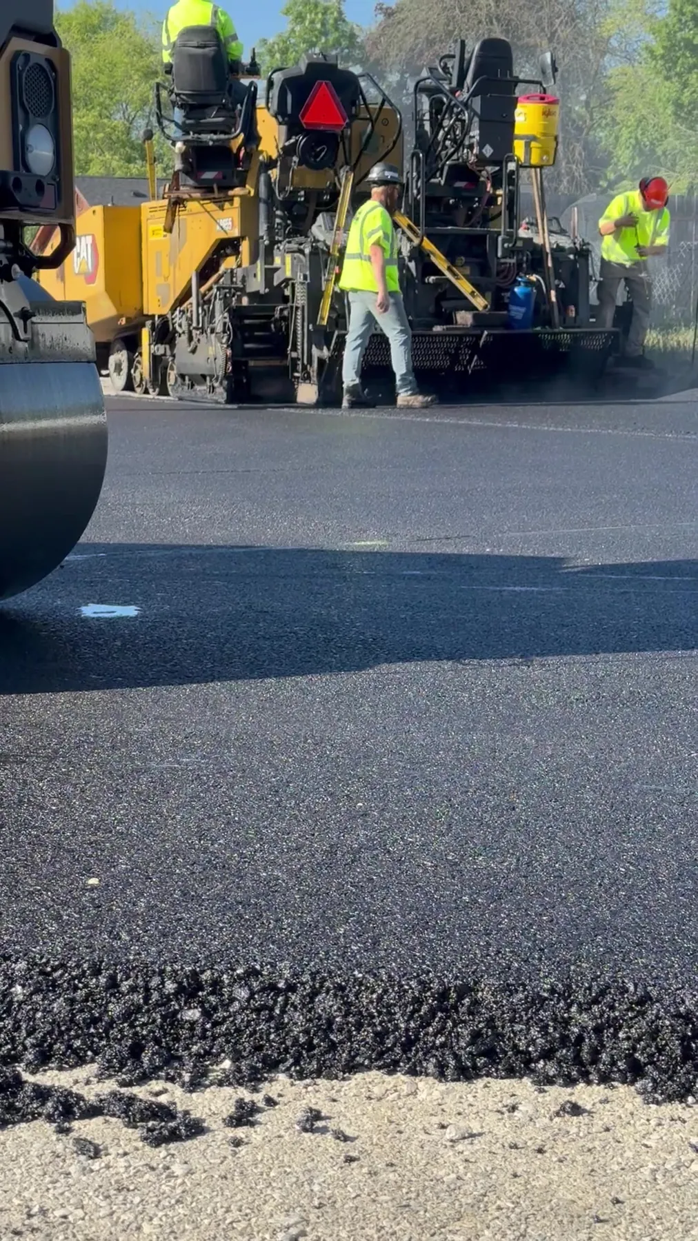 Fresh asphalt paving